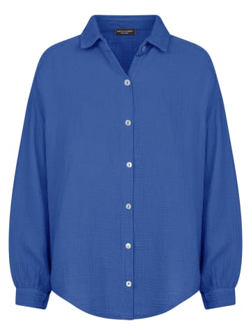 SASSYCLASSY Ultra Oversize Musselin-Blusenhemd kürzere Variante in Royalblau