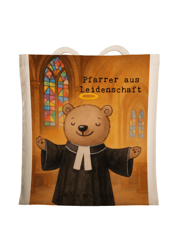 Mr. & Mrs. Panda Tote Bag Pfarrer Leidenschaft Design mit Spruch in Weiß