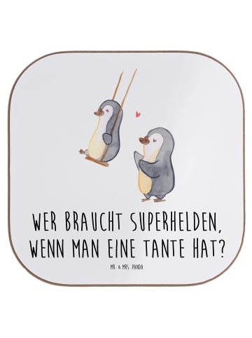 Mr. & Mrs. Panda Glasuntersetzer Lieblings-Tante mit Spruch in Weiß