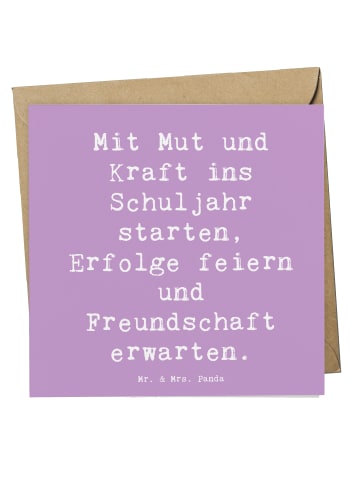 Mr. & Mrs. Panda Doppelkarte Spruch Mutiger Schulanfang mit Spruch in Lavendeltraum