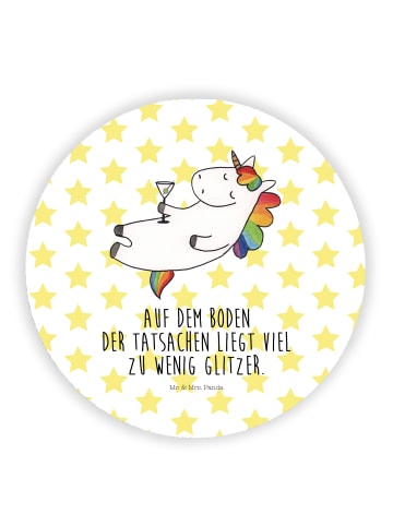 Mr. & Mrs. Panda Rund Magnet Einhorn Blümchentail mit Spruch in Weiß