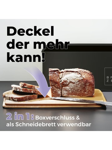 Lumaland Brotkasten Cuisine schwarz mit Bambusdeckel Schwarz