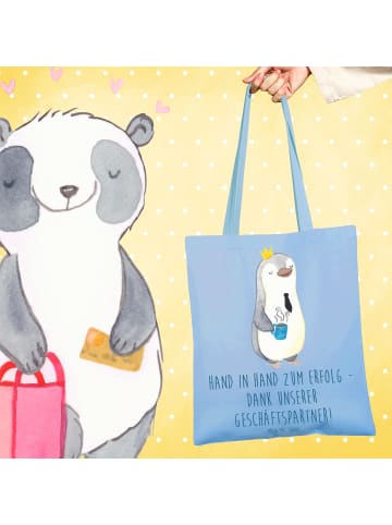 Mr. & Mrs. Panda Jutebeutel Erfolg Geschäftspartner mit Spruch in Sky Blue