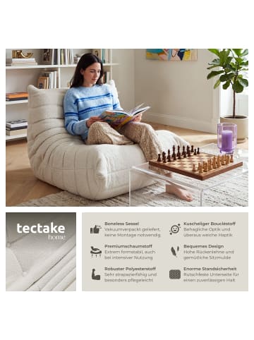 tectake Relaxsessel Logo, 95 x 100 x 75 cm, Bouclé creme