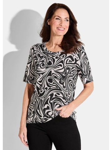 GOLDNER Kurzgröße:  Shirt in schwarz / cremeweiß / gemustert