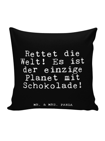 Mr. & Mrs. Panda Deko Kissen Rettet die Welt! Es... mit Spruch in Schwarz