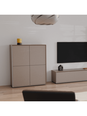 CALICOSY Sideboard ORÉLIA in Sand - (W) 100 x (H) 120 x (L) 43 cm