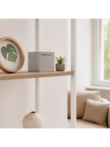 relaxdays Spardose in Silber - (B)15 x (H)15 x (T)15 cm