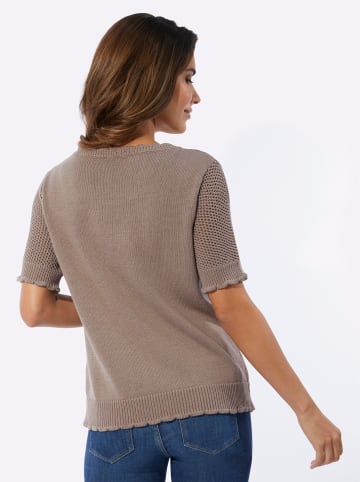 Sieh an! Ajour-Pullover in taupe