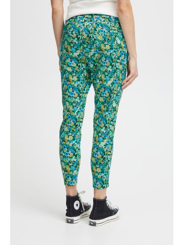 ICHI Casual Hose IHKATE Regular fit in Blue Green Multi Flower aop