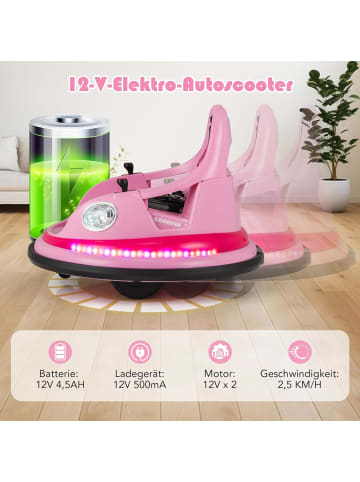 COSTWAY 12 V Kinder Elektro Autoscooter drehbar 2 in 1 in Rosa