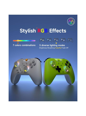 Almina EasySMX X05 Controller PC mit 7 Farbe RGB Licht Hall Triggers Weiß in Weiß
