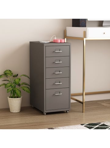 en.casa Rollcontainer Kökar in Grau (H)69cm (B)28cm (T)41cm