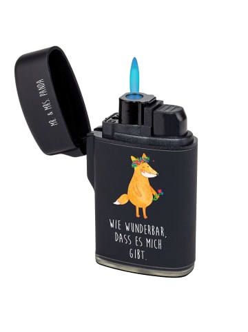 Mr. & Mrs. Panda sturmfeuerzeug Fuchs Blumen mit Spruch in Schwarz