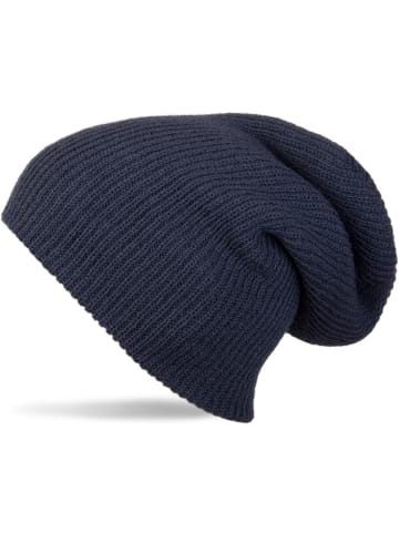 styleBREAKER Feinstrick Beanie Mütze in Dunkelblau