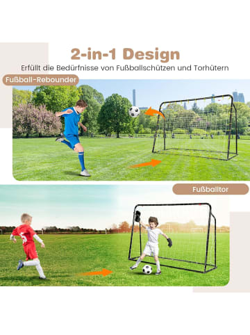 COSTWAY 2 in 1 Fußballtor & Rebounder für Kinder/Erwachsene in Schwarz
