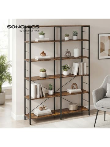 VASAGLE Bücherregal Barnet in Braun-Schwarz - (B)120 x (H)170 x (T)30 cm