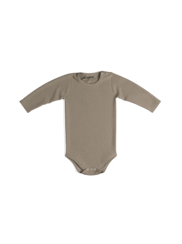 Sämann Baby Body aus 100% Bio-Baumwolle Druckknopf langarm gerippt Simply Taupe
