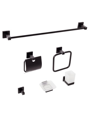 Beliani 6-tlg Badaccessoires Set UVITA in Schwarz