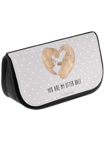 Mr. & Mrs. Panda Kulturtasche Otter Herz mit Spruch in Grau Pastell
