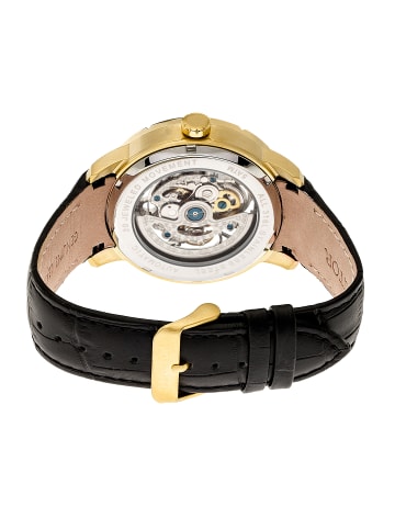 Heritor Ryder Skelett-Uhr mit Lederarmband in Black/Gold