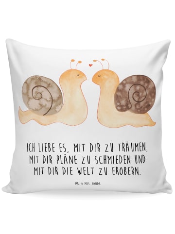 Mr. & Mrs. Panda Zierkissen Schnecken Liebe mit Spruch in Weiß