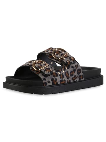 VAN HILL Pantoletten Lenora in Grau Leopard