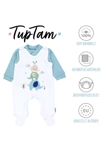 TupTam Baby Unisex Strampler-Set mit Aufdruck Spruch 2-tlg in grün/weiß