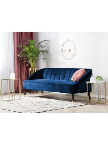 Beliani 3-Sitzer Sofa ALSVAG in Blau/Schwarz/Gold - (W) 191 x (H) 73 x (L) 73 cm