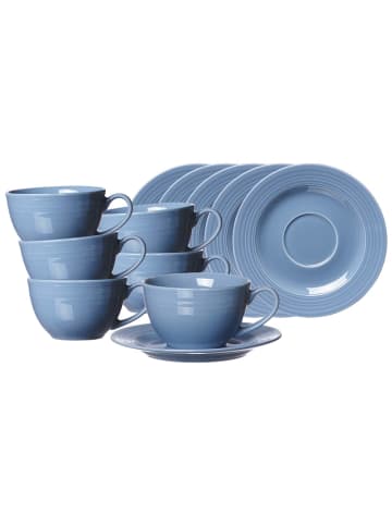 Ritzenhoff & Breker 6er Set Kaffeetassen mit Untertassen Levi 220 ml in Blau