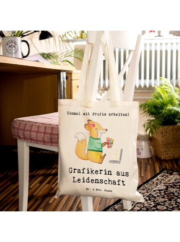 Mr. & Mrs. Panda Einkaufstasche Grafikerin Leidenschaft mit Spruch in Creme