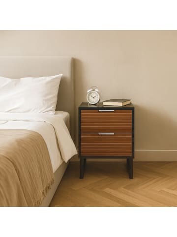 relaxdays Nachttisch in Braun/ Schwarz – (B)40 x  (H)50 x (T)33 cm