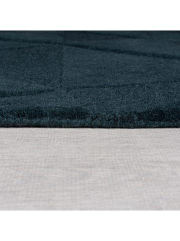 KADIMA DESIGN Wollteppich 3D-Geometrie Hoch-Tief-Struktur Shard Teppich Wolle in Türkis