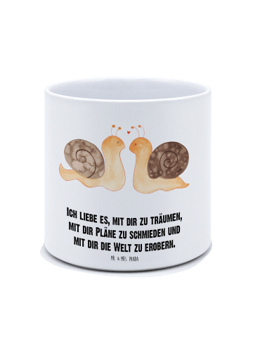 Mr. & Mrs. Panda Blumentopf Schnecken Liebe mit Spruch in Weiß