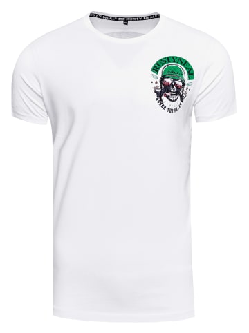 Rusty Neal Rundhals Biker T-Shirt in Weiß