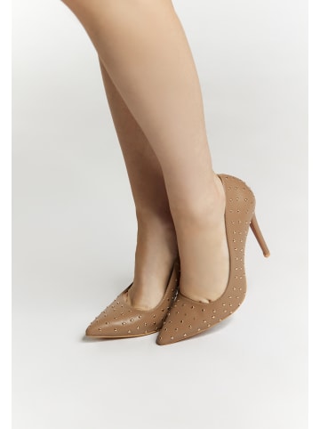 faina Damen Pumps Mit Nieten in Kamel