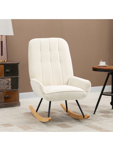 HOMCOM Schaukelstuhl-63L x 95B x 97H cm-Cremeweiß