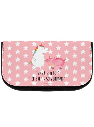 Mr. & Mrs. Panda Kosmetiktasche Einhorn Schwein mit Spruch in Rot Pastell