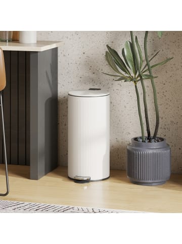 HOMCOM Mülleimer-36L x 30B x 60,5H cm-Cremeweiß