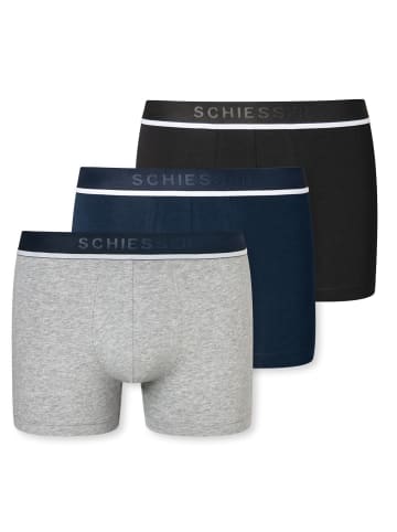 Schiesser Boxershorts 3er Pack in Schwarz / Navy / Grau melange