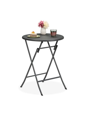 relaxdays Gartentisch "Rattan-Optik" in Grau - (H)75 x Ø 60 cm