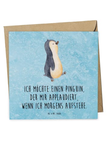 Mr. & Mrs. Panda Klappkarte Pinguin mHerzieren mit Spruch in Eisblau