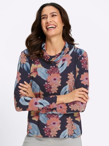 WITT WEIDEN Rollkragen-Shirt in marine-papaya-bedruckt