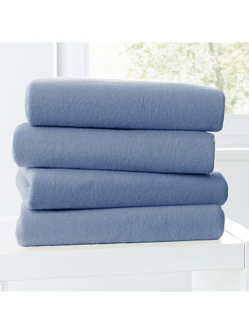 Primera Biber Spannbettlaken in blau