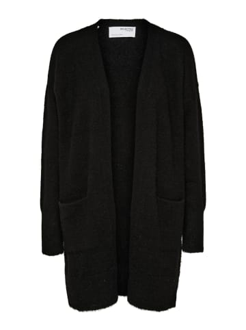 SELECTED FEMME Lange Strickjacke mit Taschen Stretch Casal Cardigan SLFLULU in Schwarz