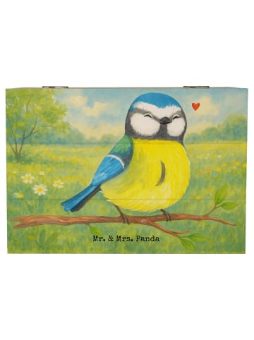 Mr. & Mrs. Panda Truhe Vogel Blaumeise Design ohne Spruch in Weiß