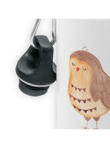 Mr. & Mrs. Panda Trinkflasche Eule Zufrieden ohne Spruch in Weiß