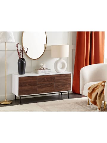 Beliani Sideboard OKLAND in Braun/Weiß - (W) 120 x (H) 55 x (L) 38 cm