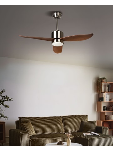 Beliani Deckenventilator mit Licht MAHAUT in Braun/Silber