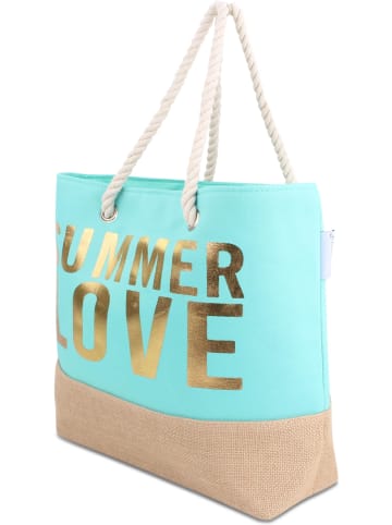 normani Bequeme Sommer-Umhängetasche, Strandtasche in Summer Love Turquoise/Gold